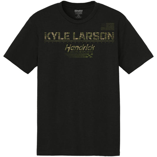 Kyle Larson #5 Black Camo Flag T-shirt