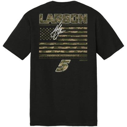 Kyle Larson #5 Black Camo Flag T-shirt