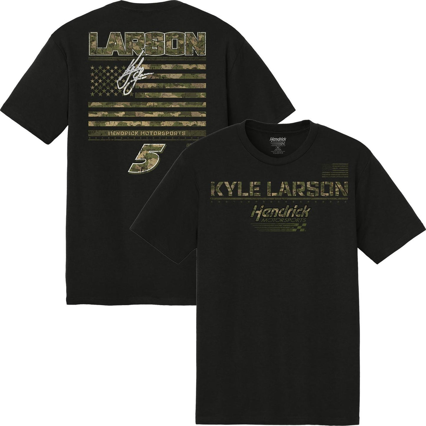 Kyle Larson #5 Black Camo Flag T-shirt