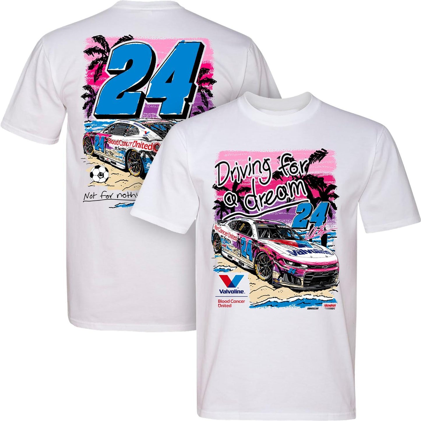 William Byron #24 Valvoline Blood Cancer United White T-shirt