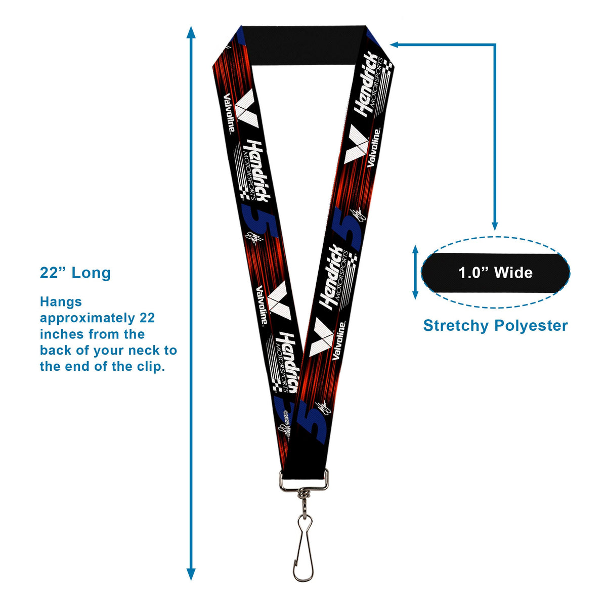 Kyle Larson #5 Autograph Valvoline Hendrick Motorsports Logo 1" Lanyard