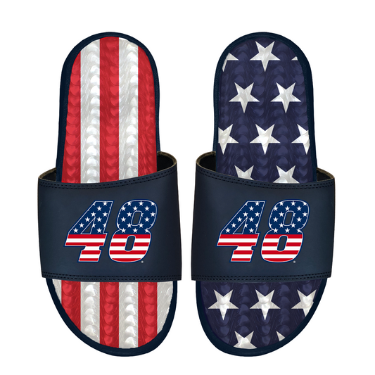 Alex Bowman #48 Americana Gel One Strap Slide Sandals