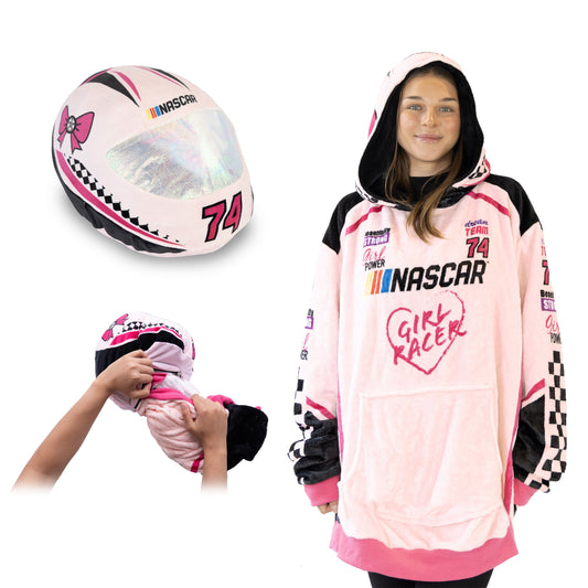 NASCAR Pink Racing Suit Snugible 2-in-1 Blanket Hoodie & Pillow