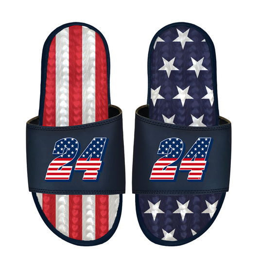 William Byron #24 Americana Gel One Strap Slide Sandals