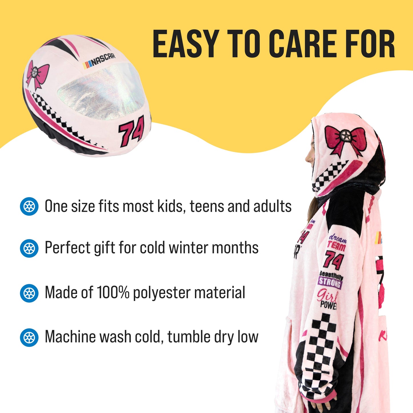 NASCAR Pink Racing Suit Snugible 2-in-1 Blanket Hoodie & Pillow