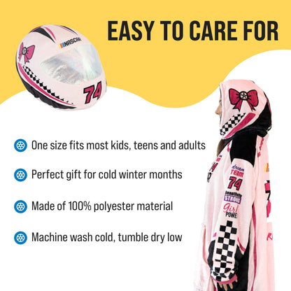 NASCAR Pink Racing Suit Snugible 2-in-1 Blanket Hoodie & Pillow