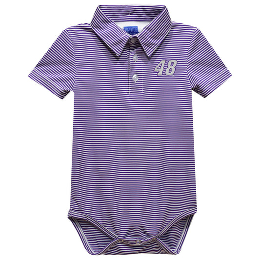 Alex Bowman #48 Vive La Fete Polo Pencil Stripe Bodysuit - Purple