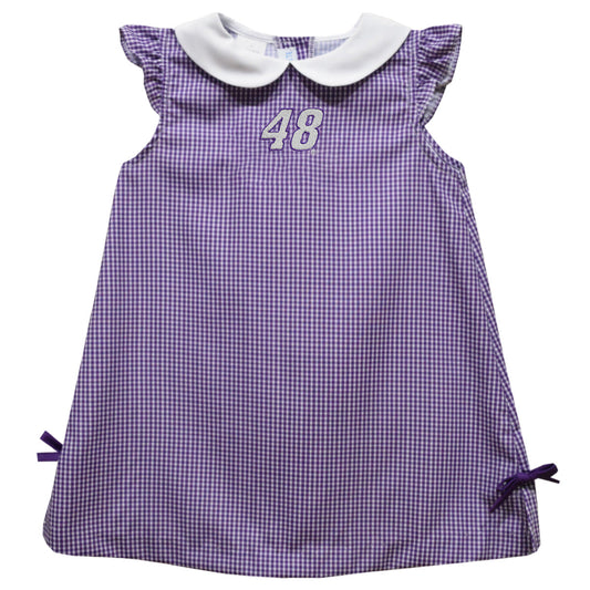 Alex Bowman #48 Vive La Fete Gingham A-Line Dress - Purple