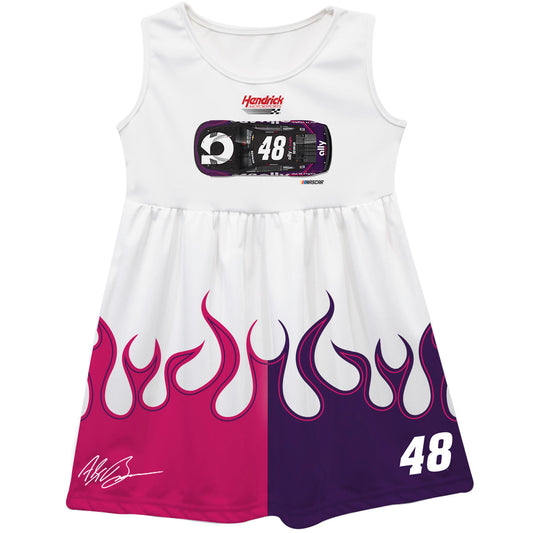 Alex Bowman #48 Vive La Fete NASCAR Car - Flames Tank Dress - White
