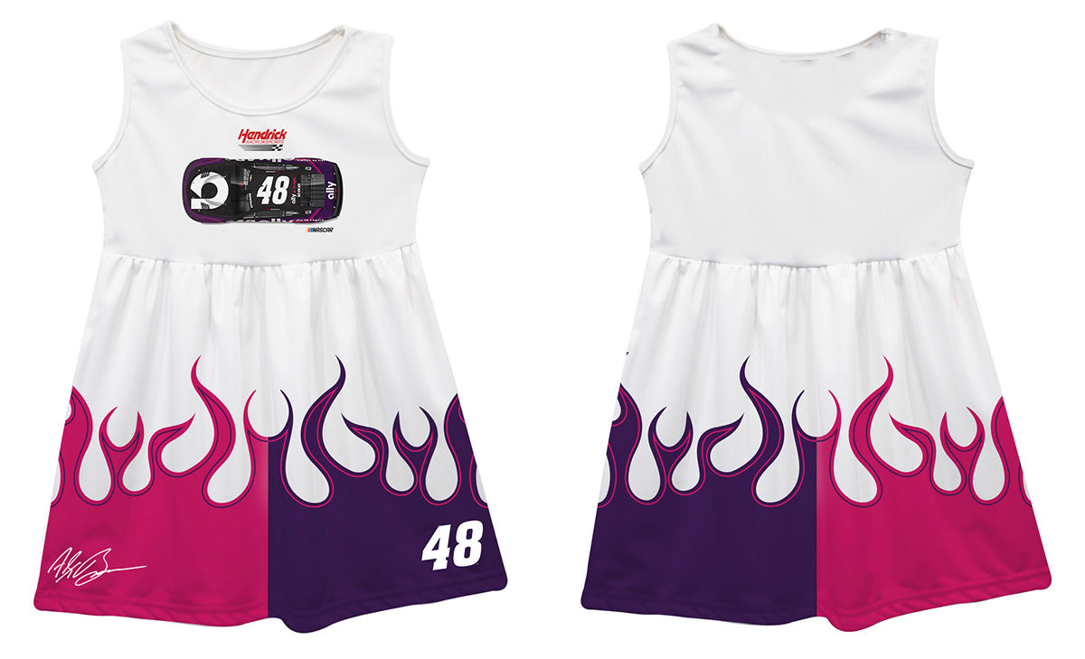 Alex Bowman #48 Vive La Fete NASCAR Car - Flames Tank Dress - White