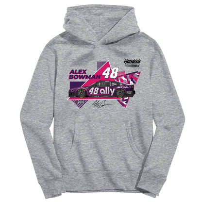 Alex Bowman #48 NASCAR Pullover Cotton Youth Hoodie - Grey