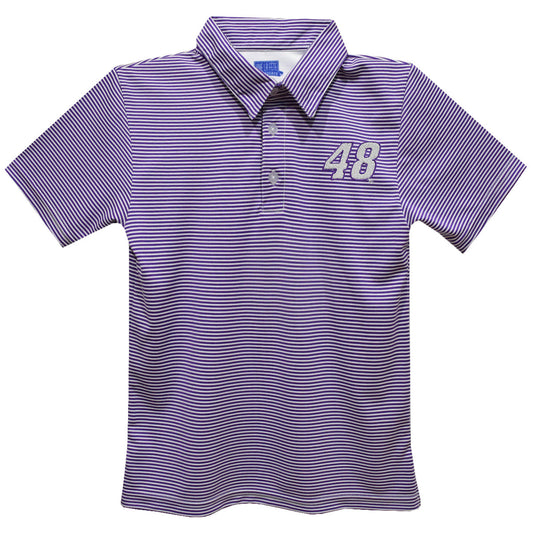 Alex Bowman #48 Vive La Fete Pencil Stripe Polo - Purple