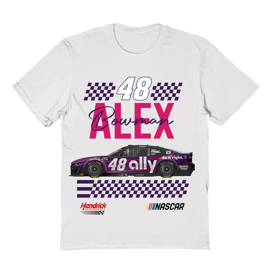 Alex Bowman #48 Vive La Fete NASCAR Flag Racing Car Youth T-Shirt - White