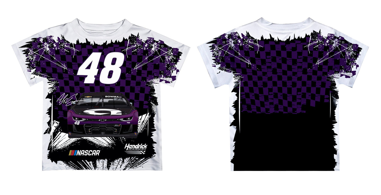 Alex Bowman #48 Vive La Fete NASCAR Checkered Racing Car T-Shirt - Purple
