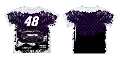 Alex Bowman #48 Vive La Fete NASCAR Checkered Racing Car T-Shirt - Purple