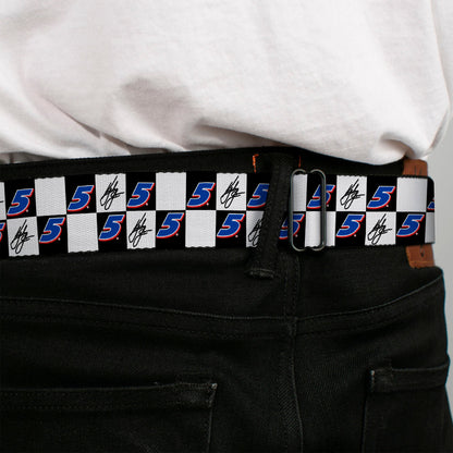 Kyle Larson #5 Autograph Checker Logo Seatbelt Buckle Belt