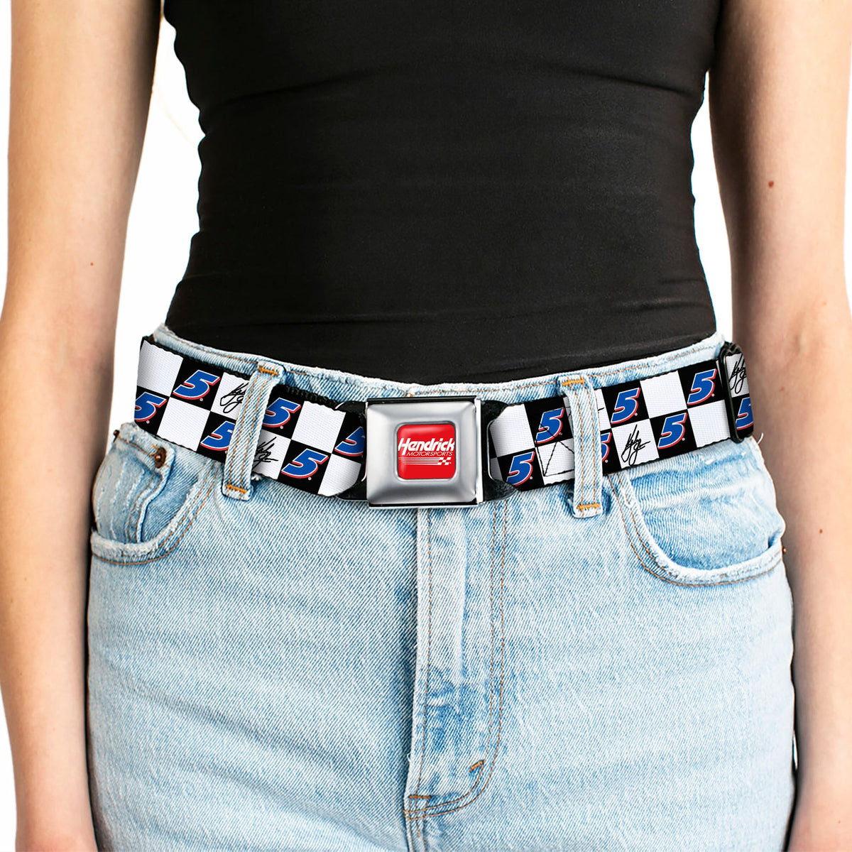 Kyle Larson #5 Autograph Checker Logo Seatbelt Buckle Belt