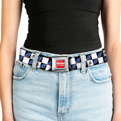 Kyle Larson #5 Autograph Checker Logo Seatbelt Buckle Belt