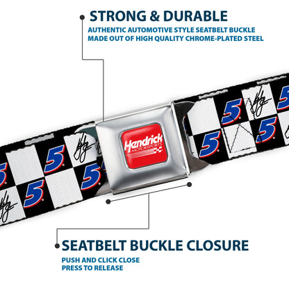 Kyle Larson #5 Autograph Checker Logo Seatbelt Buckle Belt