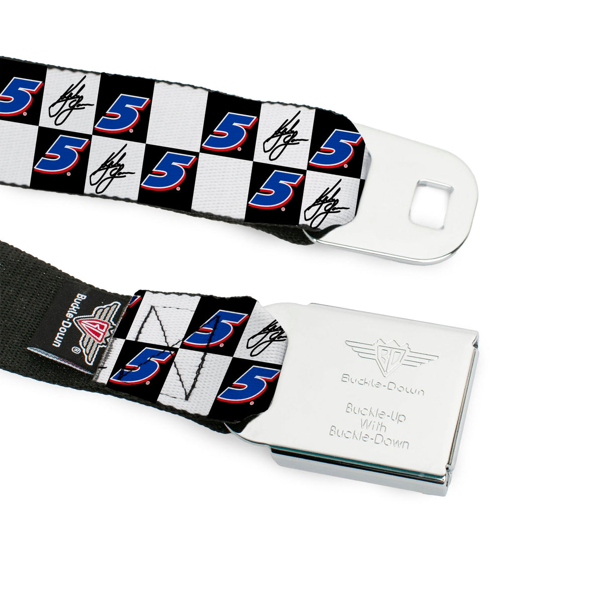 Kyle Larson #5 Autograph Checker Logo Seatbelt Buckle Belt