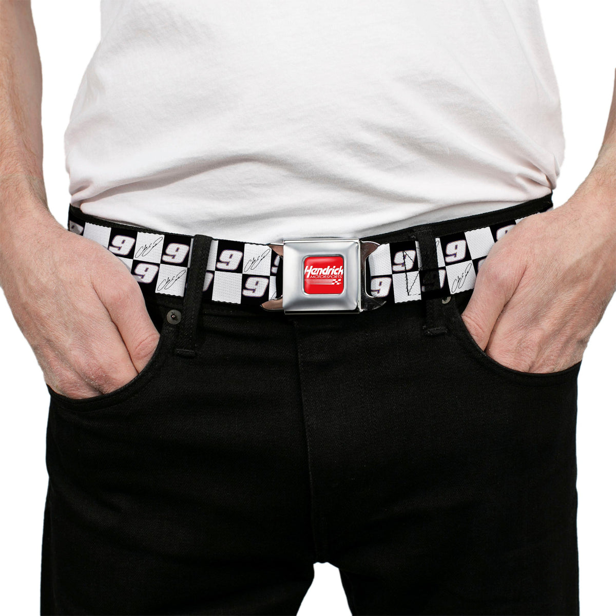 Chase Elliott #9 Autograph Checker Seatbelt Buckle Belt