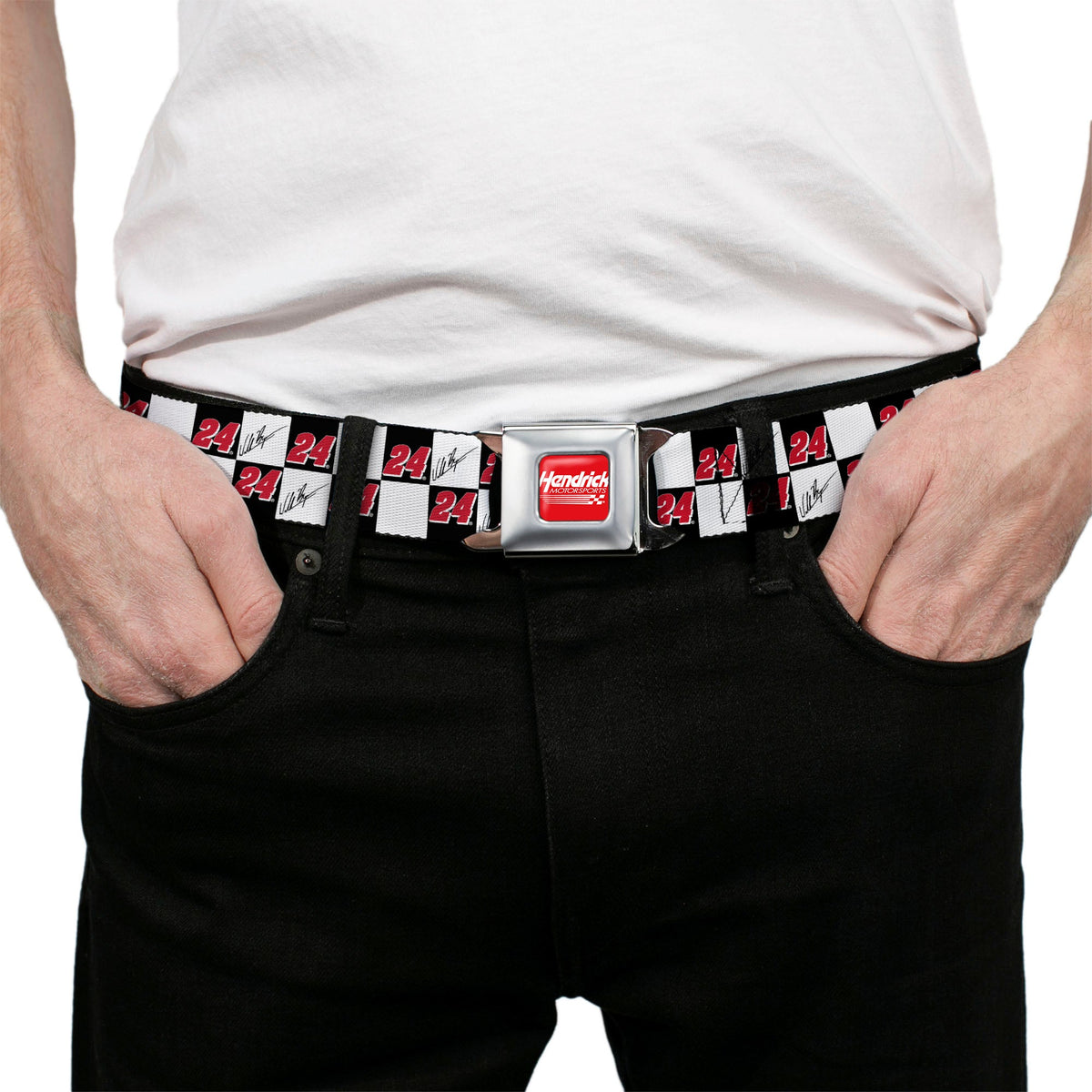 William Byron #24 Autograph Checker Logo Seatbelt Buckle Belt