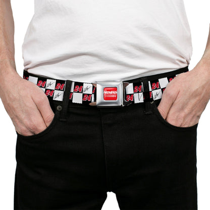 William Byron #24 Autograph Checker Logo Seatbelt Buckle Belt