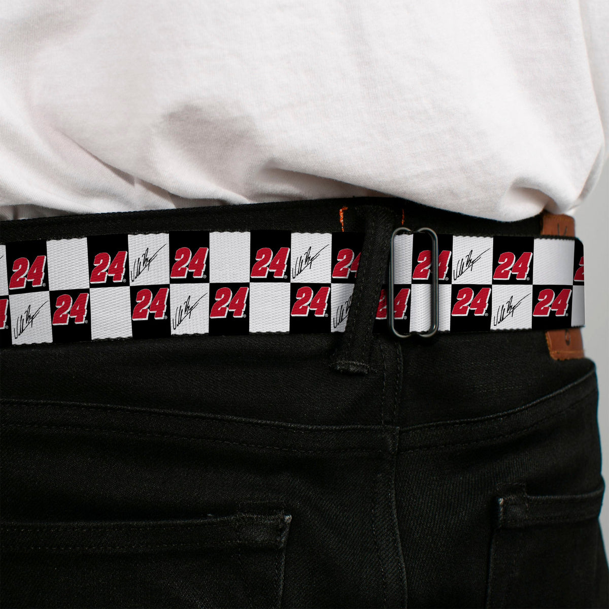 William Byron #24 Autograph Checker Logo Seatbelt Buckle Belt