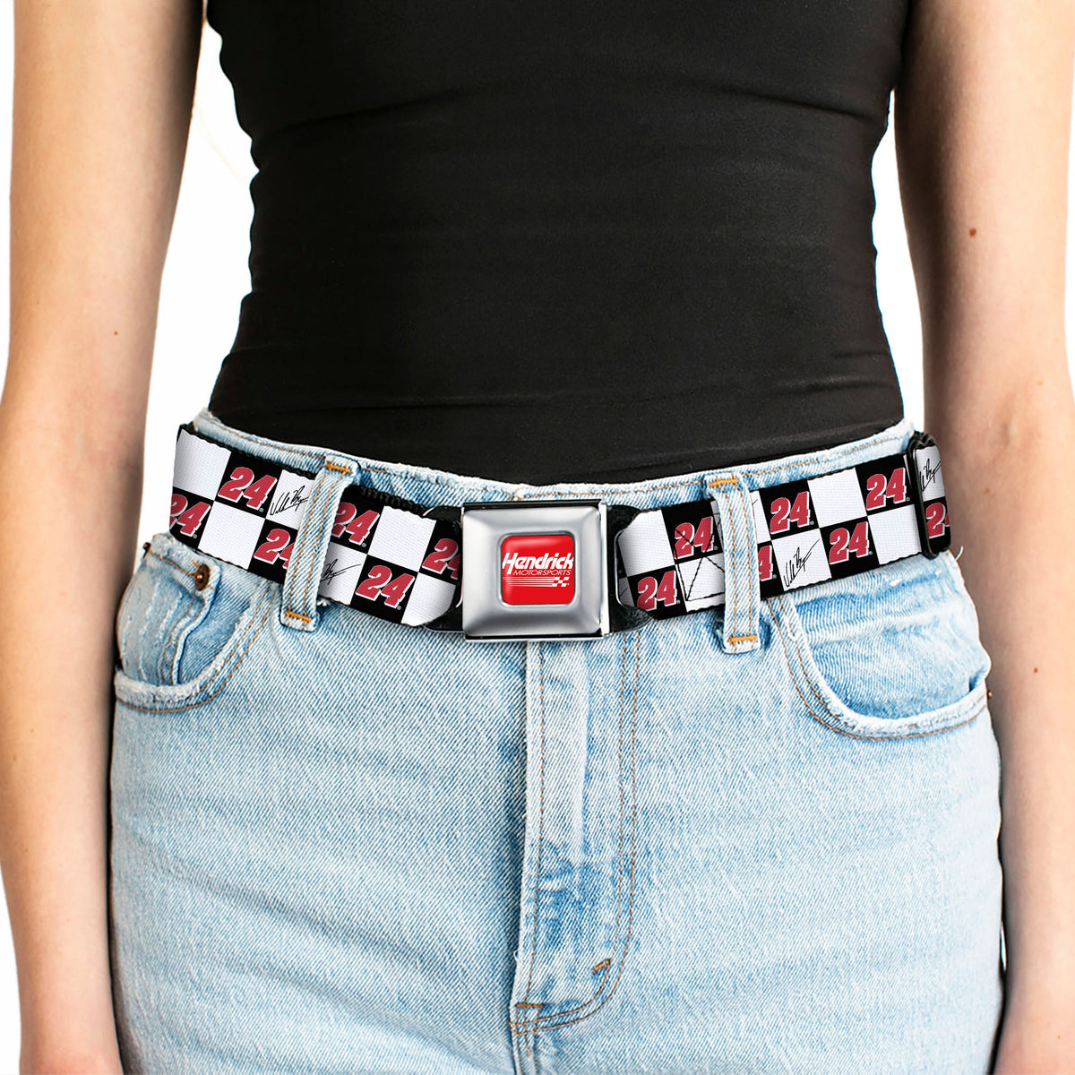 William Byron #24 Autograph Checker Logo Seatbelt Buckle Belt