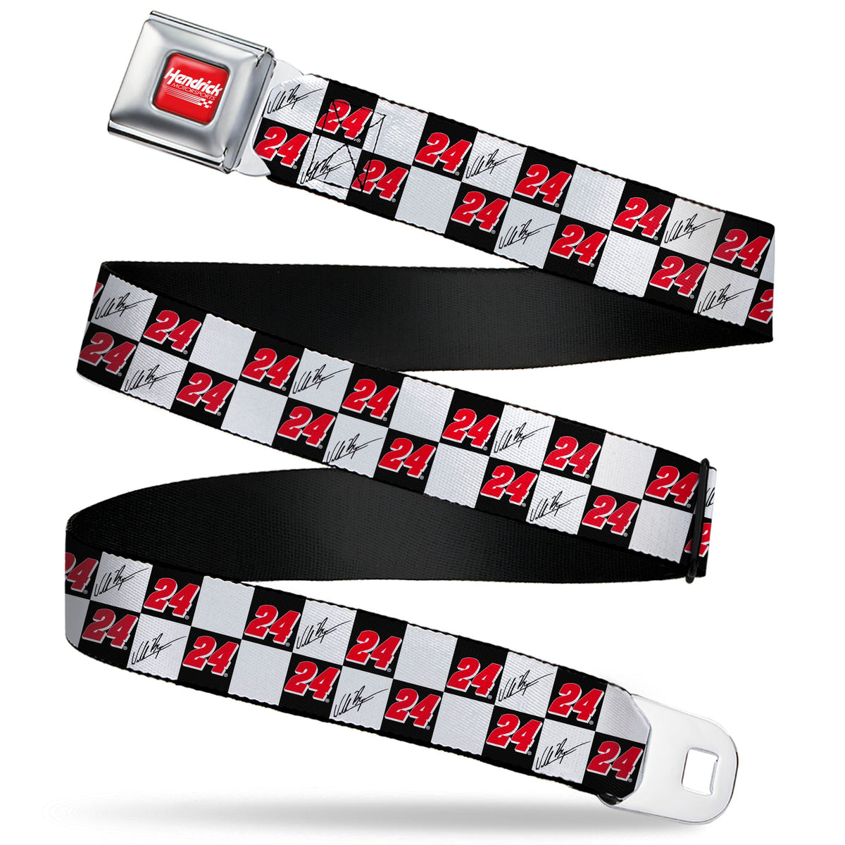 William Byron #24 Autograph Checker Logo Seatbelt Buckle Belt