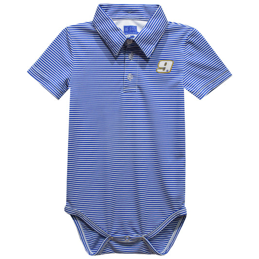Chase Elliott #9 Vive La Fete Polo Pencil Stripe Bodysuit - Blue