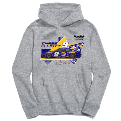 Chase Elliott #9 NASCAR Pullover Youth Hoodie - Grey