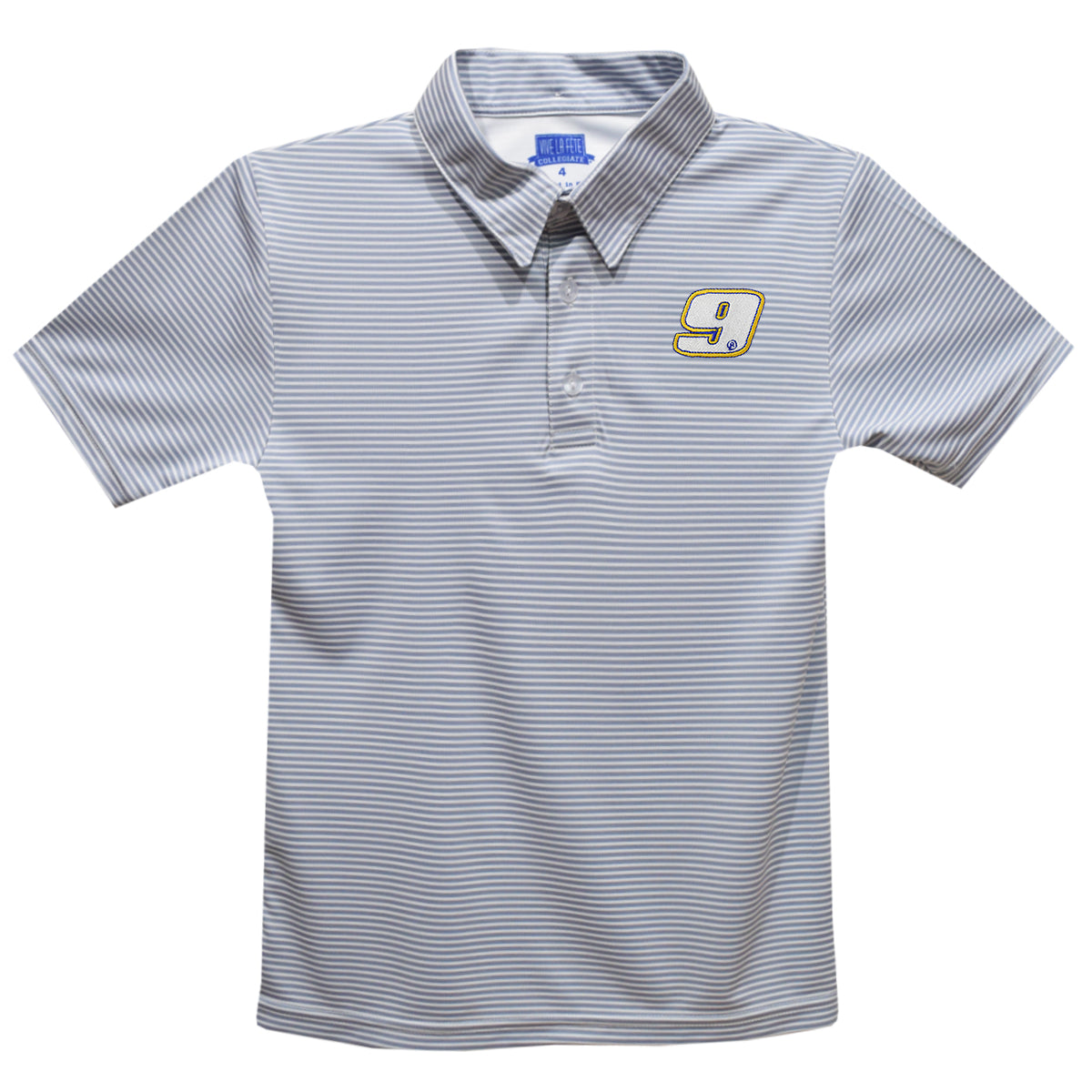 Chase Elliott #9 Vive La Fete Pencil Stripe Polo - Gray