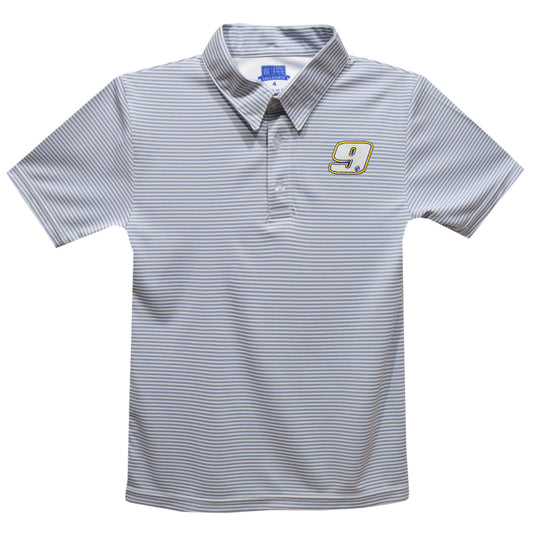 Chase Elliott #9 Vive La Fete Pencil Stripe Polo - Gray