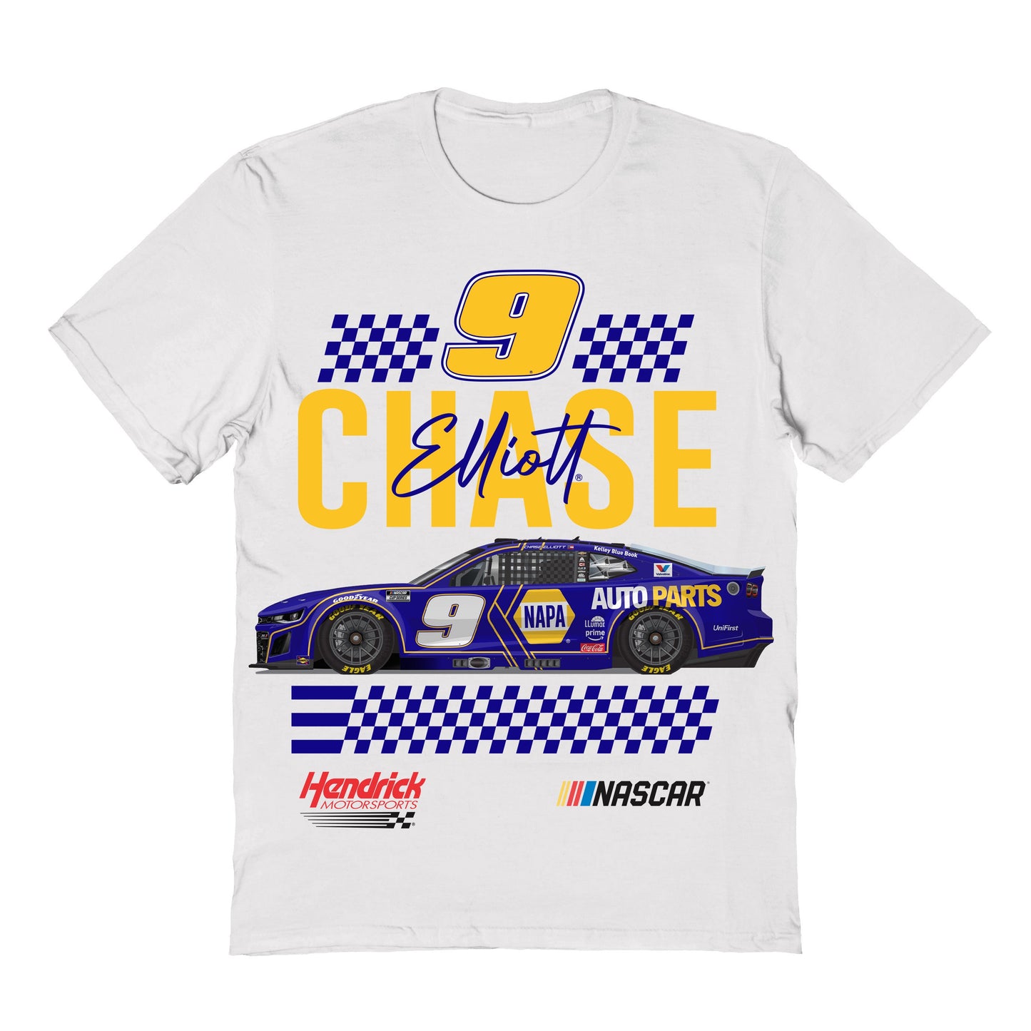 Chase Elliott #9 Vive La Fete Racing Car T-Shirt - White