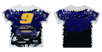 Chase Elliott #9 Vive La Fete Checkered Racing Car T-Shirt - Blue