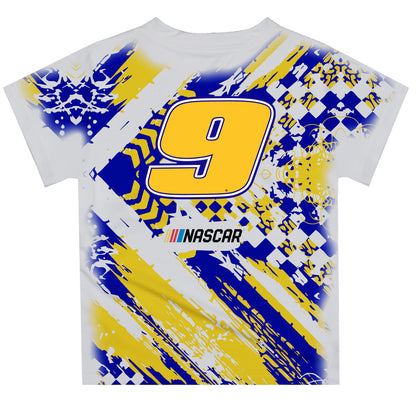 Chase Elliott #9 Vive La Fete Paint Brush Racing Car T-Shirt - White
