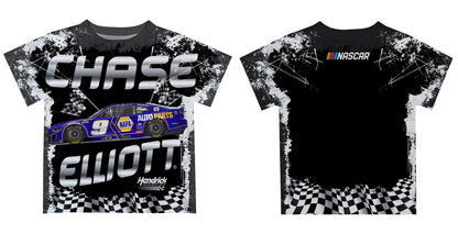 Chase Elliott #9 Vive La Fete Checkered Racing Car T-Shirt - Black