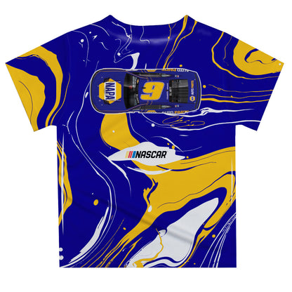 Chase Elliott #9 Vive La Fete Marble T-Shirt - Navy
