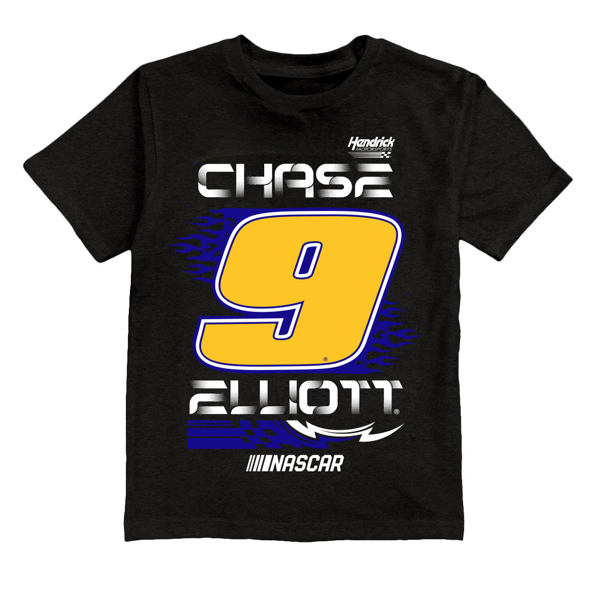 Chase Elliott #9 Fire Number Cotton T-Shirt - Black
