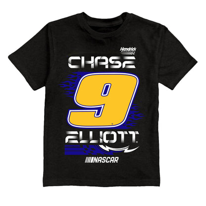 Chase Elliott #9 Fire Number Cotton T-Shirt - Black