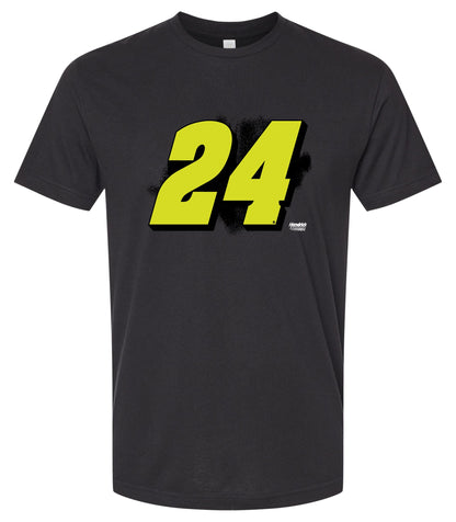 William Byron #24 Neon Cotton Crew Neck T-Shirt - Large Front Paint Design
