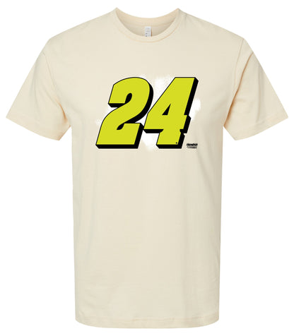 William Byron #24 Neon Cotton Crew Neck T-Shirt - Large Front Paint Design