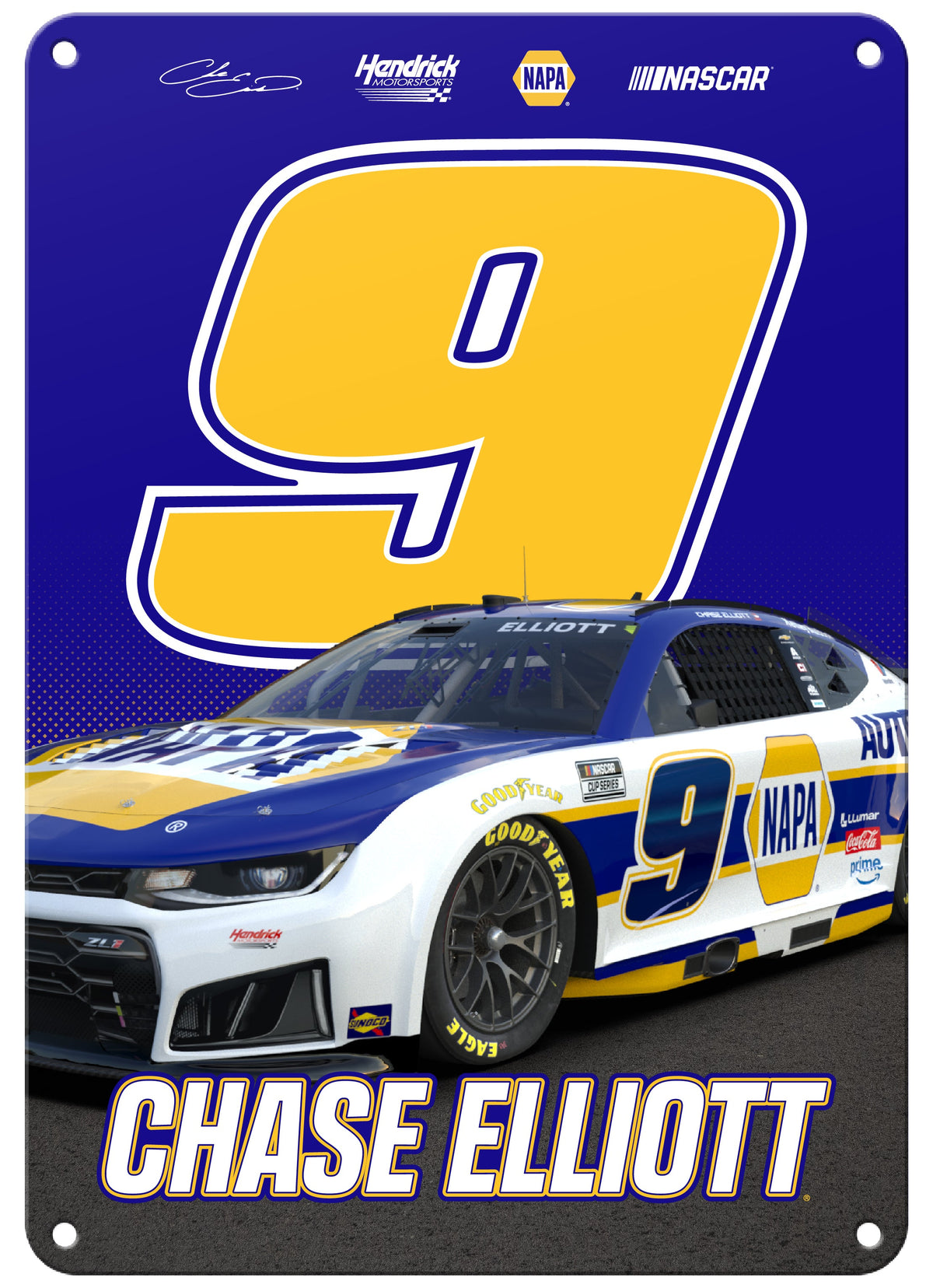 Chase Elliott #9 NAPA 7x10-Inch Wall Decor Metal Sign