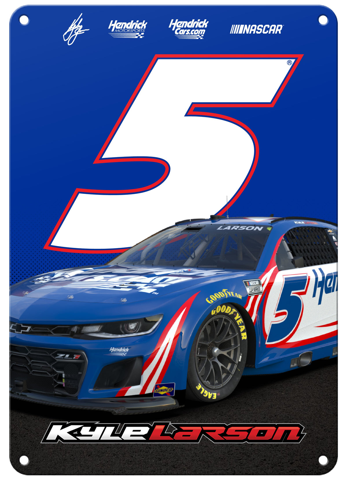 Kyle Larson #5 HendrickCars.com 7x10-Inch Wall Decor Metal Sign