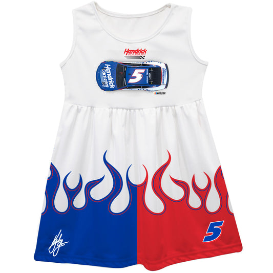 Kyle Larson #5 NASCAR Car Flames Tank Dress - White