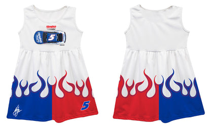 Kyle Larson #5 NASCAR Car Flames Tank Dress - White