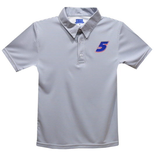 Kyle Larson #5 Vive La Fete Pencil Stripe Polo - Gray