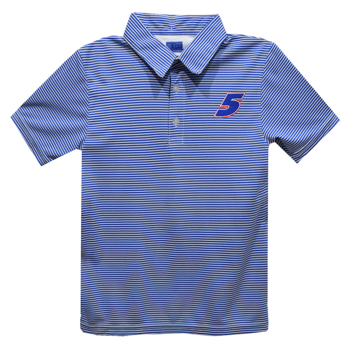 Kyle Larson #5 Vive La Fete Pencil Stripe Polo - Blue
