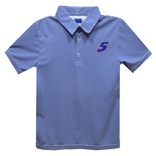 Kyle Larson #5 Vive La Fete Pencil Stripe Polo - Blue
